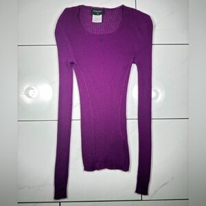 CHANEL Fuchsia Ribbed Knit Top